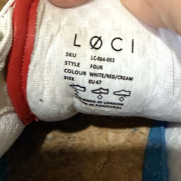 Løci Men's Red White Leather Low Top‎ Sneakers Size 47 US 13 LOCI - Picture 8 of 9